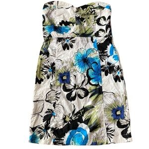 ECLIPSE💫 Women’s White Floral Strapless Mini Dress